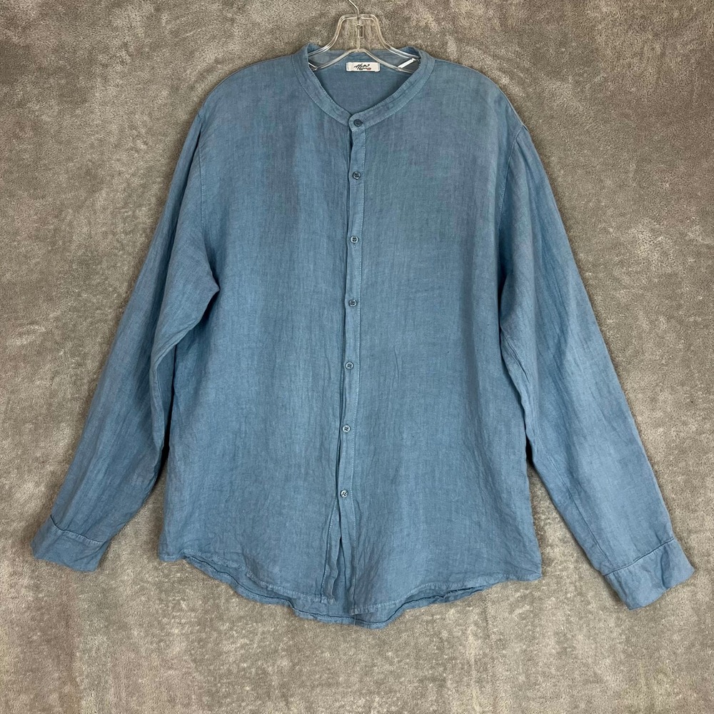 Moda Italia Button Up Shirt Womens L 100% Linen Made In Italy Lightweight Resort